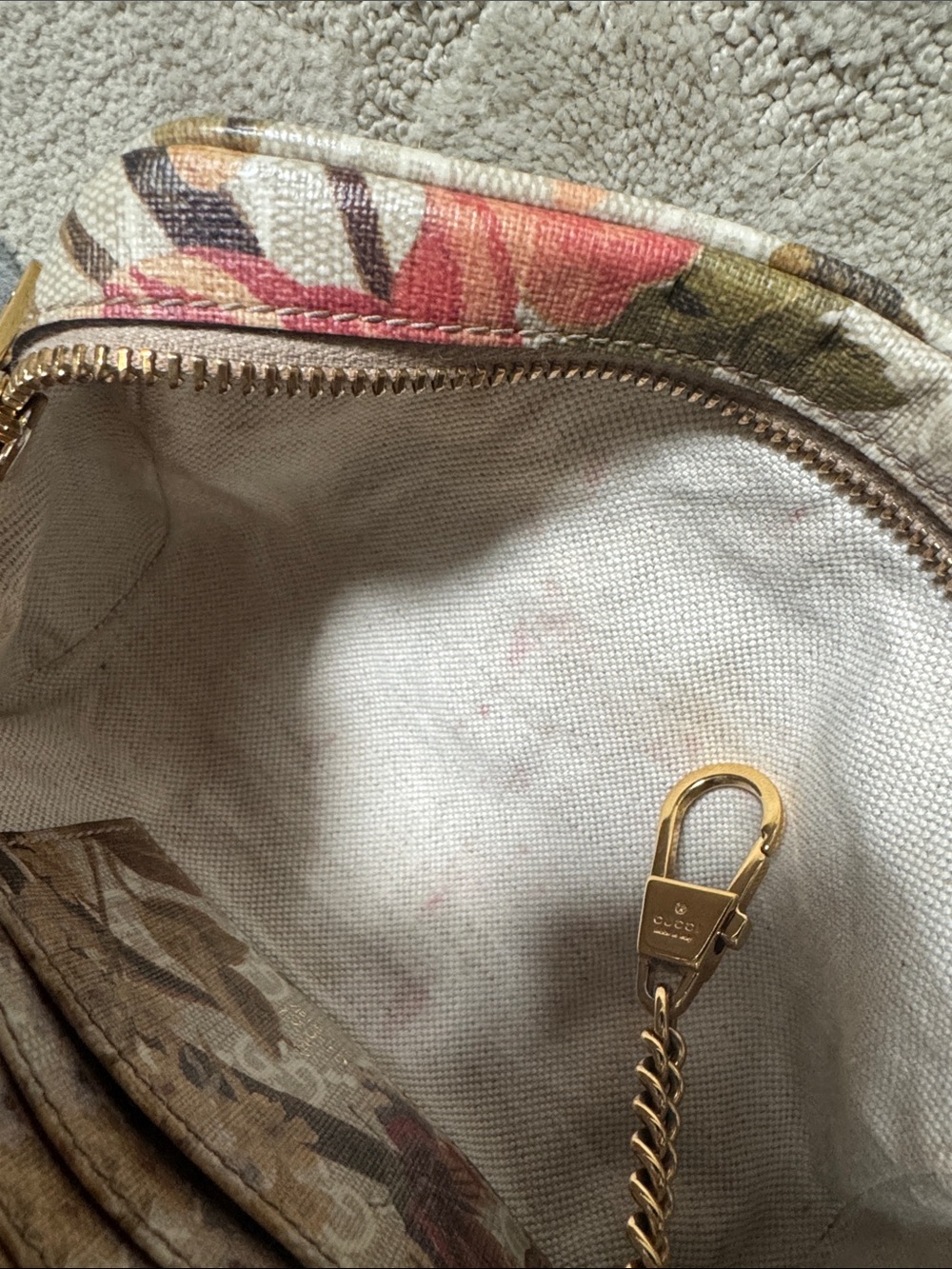 Auth Gucci Ophidia Flora GG Canvas Web Detail Crossbody Bag Small - Picture 11 of 15
